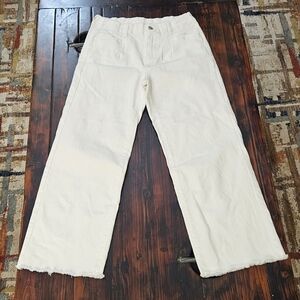 Women's White Wideleg Crop Jeans Sz M